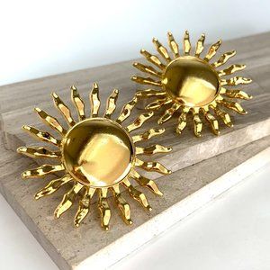 NEW ~ Zara Gold Sun Statement Earrings